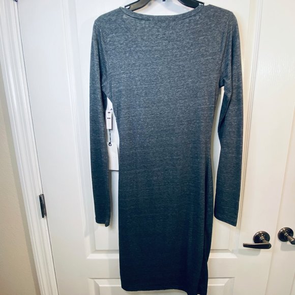 Leith Rouched Long Sleeve Dress, Charcoal gray, NWT - Picture 3 of 7